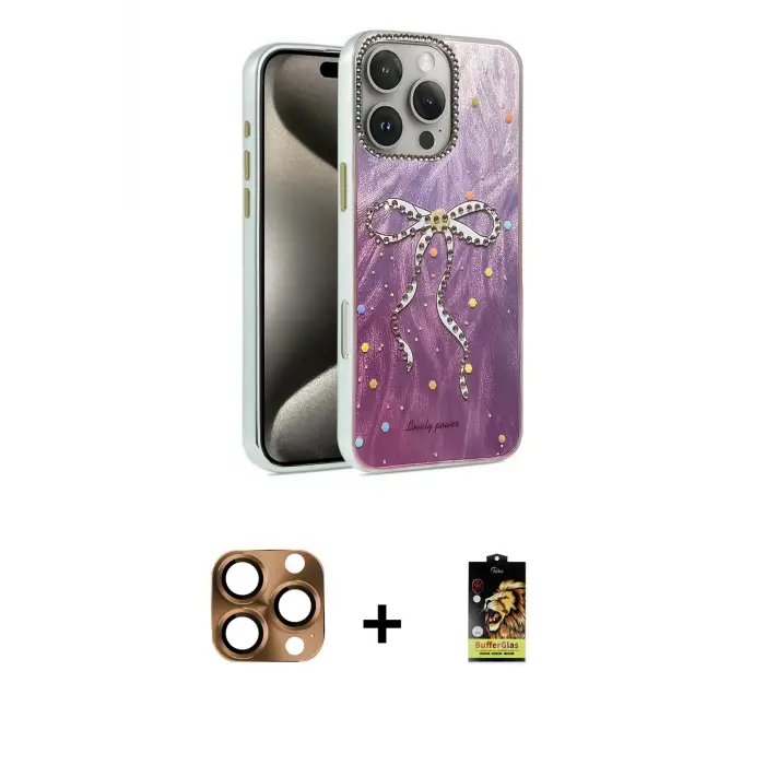 ieg™ iPhone 16 Pro Max Kılıf Zirve Modern Prime - Siyah Buffer Cam Ekran Koruyucu + Pers Alüminyum Kamera Lens - CLTM