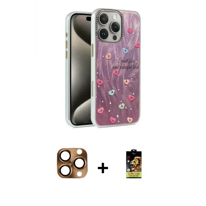 ieg™ iPhone 16 Pro Max Kılıf Zirve Modern Prime - Siyah Buffer Cam Ekran Koruyucu + Pers Alüminyum Kamera Lens - CLTM