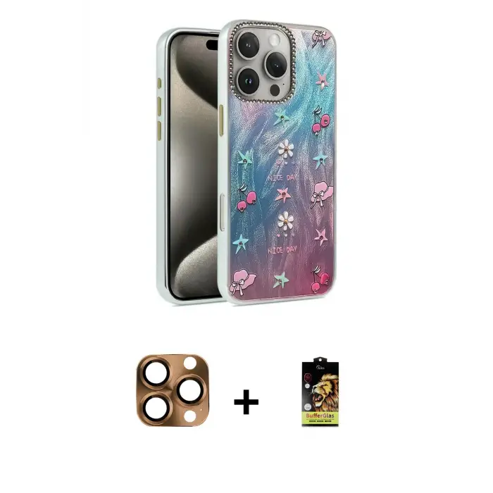 ieg™ iPhone 16 Pro Max Kılıf Zirve Modern Prime - Siyah Buffer Cam Ekran Koruyucu + Pers Alüminyum Kamera Lens - CLTM