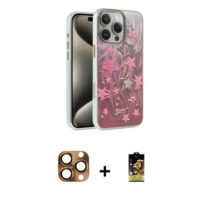 ieg™ iPhone 16 Pro Max Kılıf Zirve Modern Prime - Siyah Buffer Cam Ekran Koruyucu + Pers Alüminyum Kamera Lens - CLTM