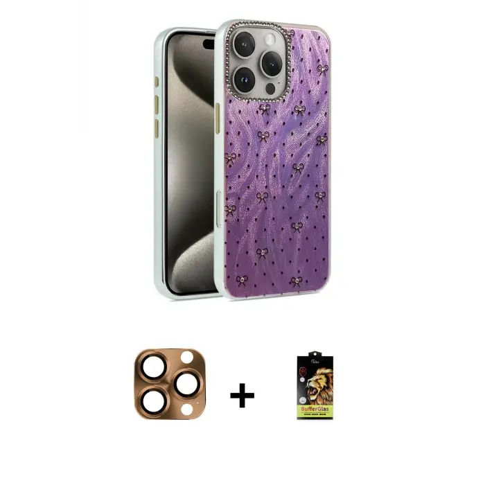 ieg™ iPhone 16 Pro Max Kılıf Zirve Modern Prime - Siyah Buffer Cam Ekran Koruyucu + Pers Alüminyum Kamera Lens - CLTM