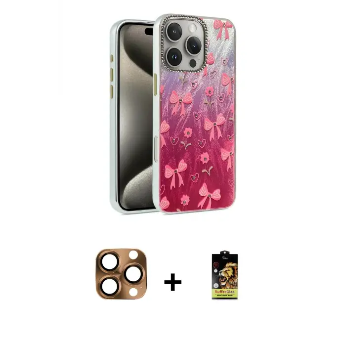 ieg™ iPhone 16 Pro Max Kılıf Zirve Modern Prime - Siyah Buffer Cam Ekran Koruyucu + Pers Alüminyum Kamera Lens - CLTM
