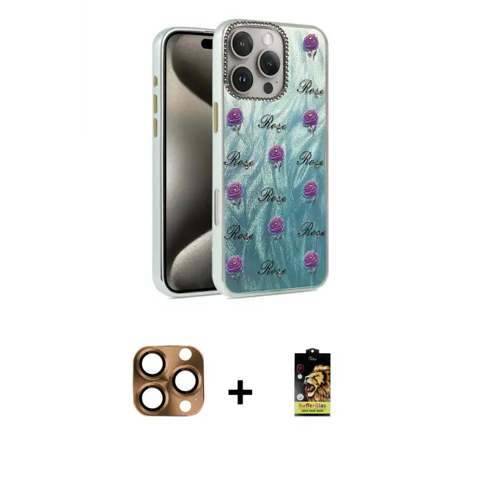 ieg™ iPhone 16 Pro Max Kılıf Zirve Modern Prime - Siyah Buffer Cam Ekran Koruyucu + Pers Alüminyum Kamera Lens - CLTM