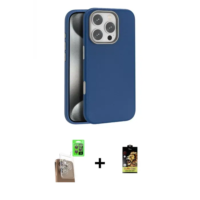 ieg™ iPhone 16 Pro Max Kılıf Zirve Modern Prime - Siyah Buffer Cam Ekran Koruyucu + Raze Metal Kamera Lens - CLTM