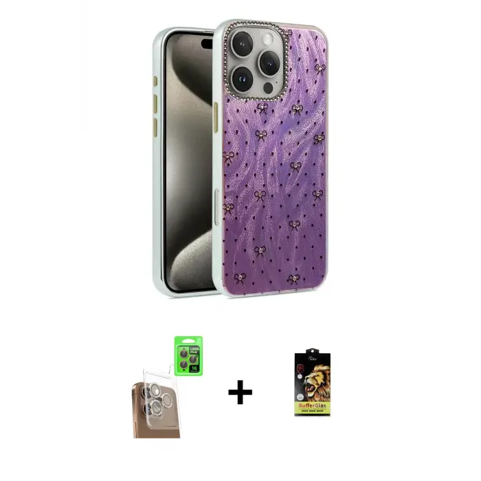 ieg™ iPhone 16 Pro Max Kılıf Zirve Modern Prime - Siyah Buffer Cam Ekran Koruyucu + Raze Metal Kamera Lens - CLTM