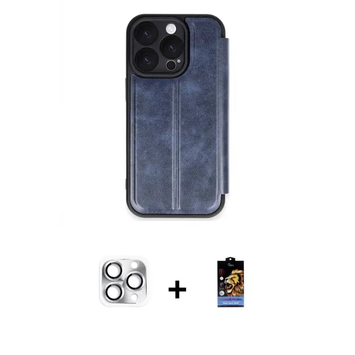 ieg™ iPhone 16 Pro Max Kılıf Zirve Yansıma Serisi - Siyah Buffer Hayalet Cam Ekran Koruyucu + Pers Alüminyum Kamera Lens - GS