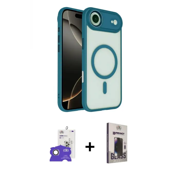 ieg™ iPhone 17 Air Kılıf Kıvılcım Prime - Siyah Bilvis Hayalet Cam Ekran Koruyucu + Bilvis Titan Kamera Lens - GD