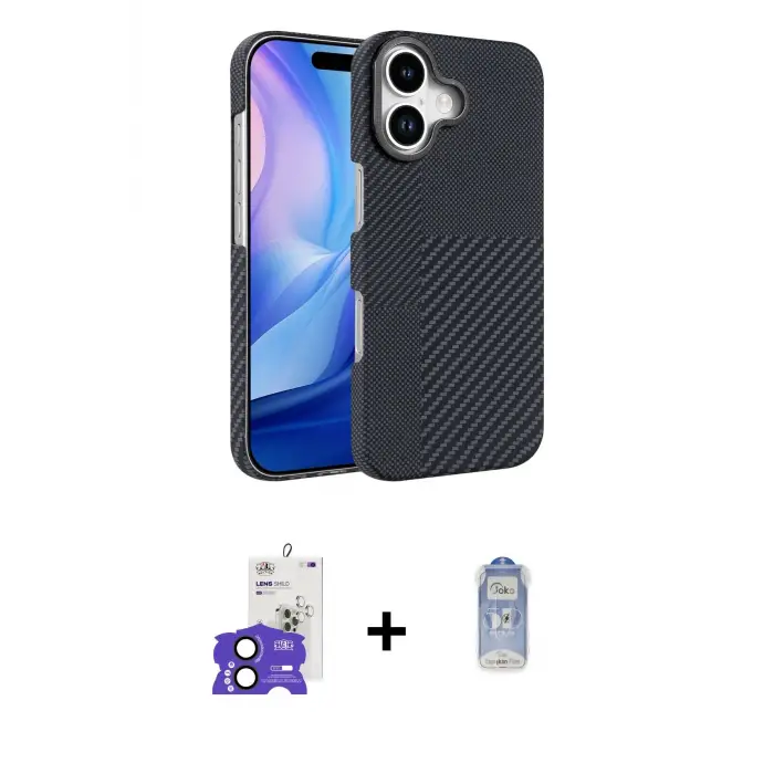 ieg™ iPhone 17 Kılıf Doruk Serisi - Siyah Joko Magic 5D Cam + Bilvis Titan Kamera Lens - SH