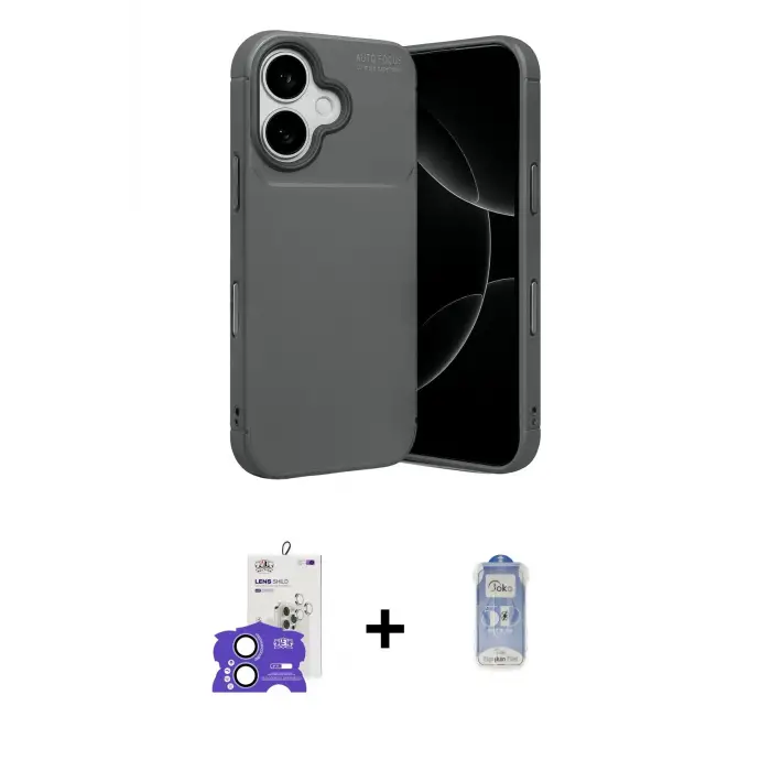 ieg™ iPhone 17 Kılıf Eksen Form Prime - Siyah Joko Magic 5D Cam + Bilvis Titan Kamera Lens - AKMI