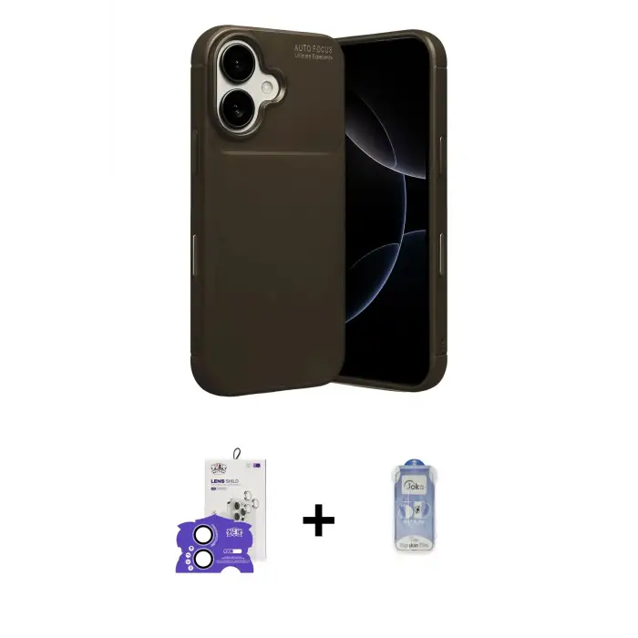 ieg™ iPhone 17 Kılıf Eksen Form Prime - Siyah Joko Magic 5D Cam + Bilvis Titan Kamera Lens - AKMI