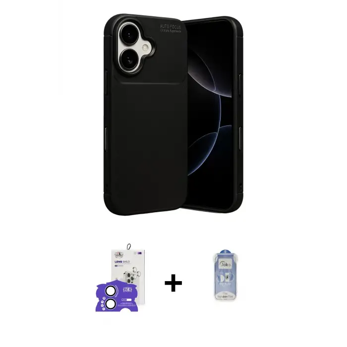 ieg™ iPhone 17 Kılıf Eksen Form Prime - Siyah Joko Magic 5D Cam + Bilvis Titan Kamera Lens - AKMI
