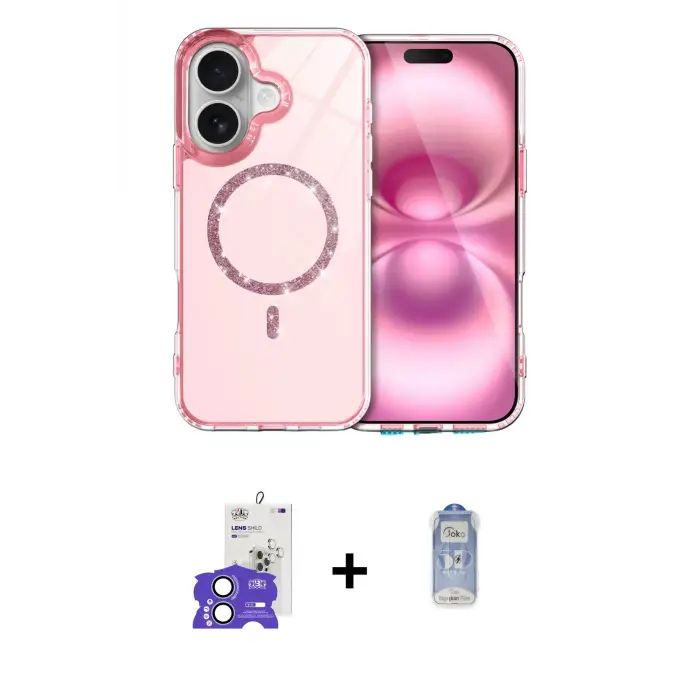 ieg™ iPhone 17 Kılıf Kıvılcım Form Prime - Siyah Joko Magic 5D Cam + Bilvis Titan Kamera Lens - AKMI