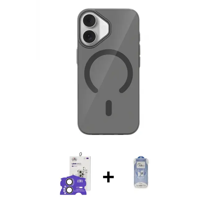 ieg™ iPhone 17 Kılıf Pusula Form Özel Seri - Siyah Joko Magic 5D Cam + Bilvis Titan Kamera Lens - AKYL