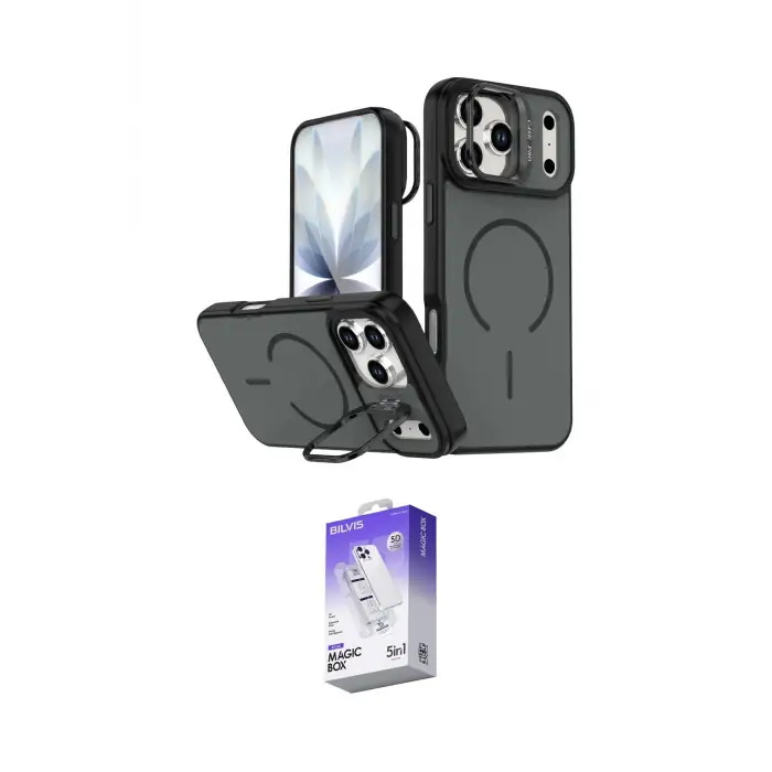 ieg™ iPhone 17 Pro Kılıf Çekirdek Klasik - Siyah Bilvis 5in1 3D Magic Cam Ekran Koruyucu