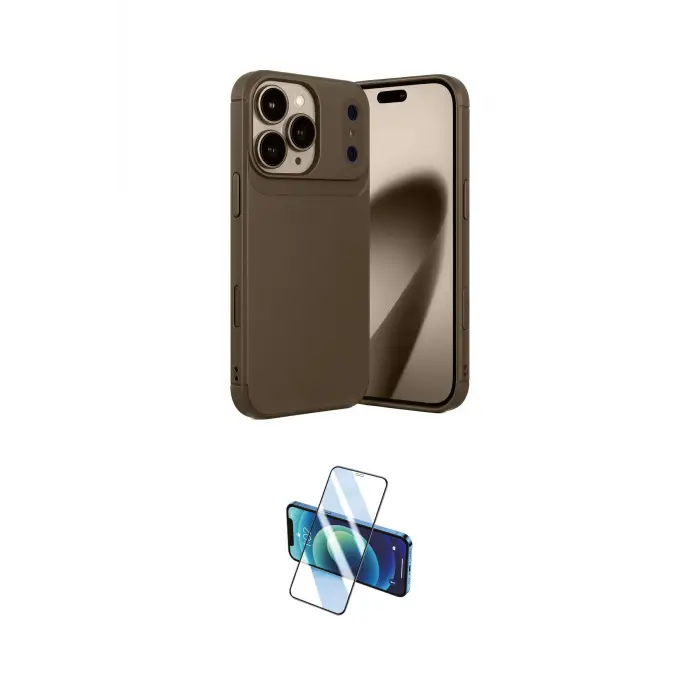 ieg™ iPhone 17 Pro Kılıf Eksen Form Prime - Siyah 3D Antistatik Cam Ekran Koruyucu