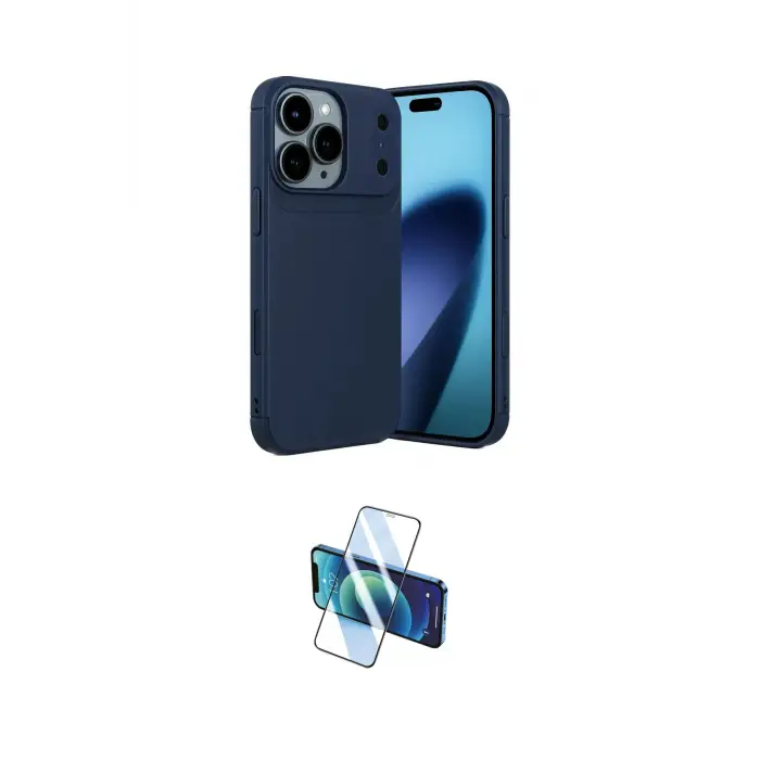 ieg™ iPhone 17 Pro Kılıf Eksen Form Prime - Siyah 3D Antistatik Cam Ekran Koruyucu