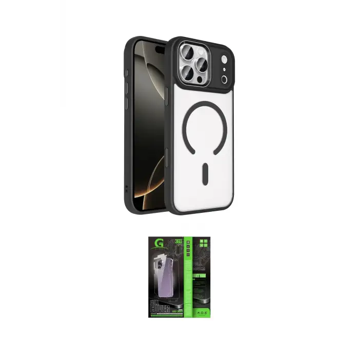 ieg™ iPhone 17 Pro Kılıf Kıvılcım Prime - Şeffaf 360 Full Body Arka Koruyucu