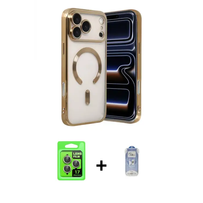 ieg™ iPhone 17 Pro Kılıf Nova Işık Özel Seri - Siyah Joko Magic 5D Cam + Raze Metal Kamera Lens - GI