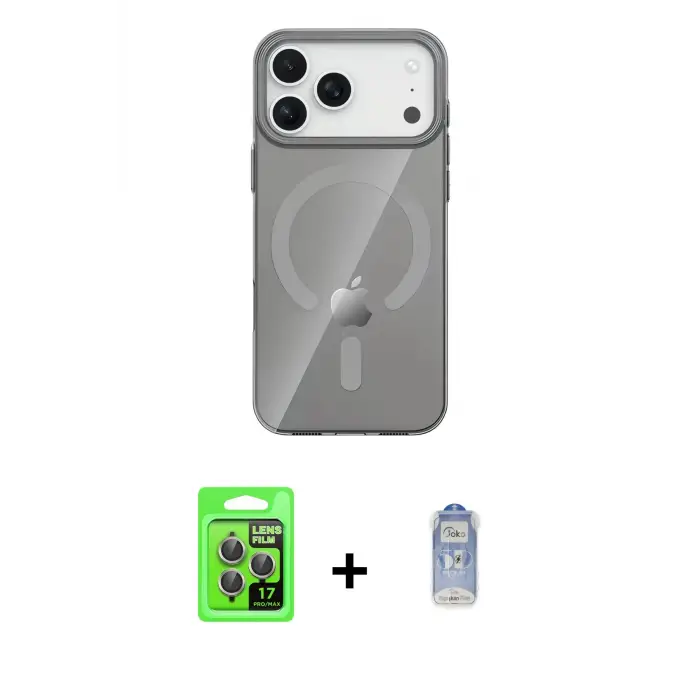 ieg™ iPhone 17 Pro Kılıf Pusula Form Özel Seri - Siyah Joko Magic 5D Cam + Raze Metal Kamera Lens - GI