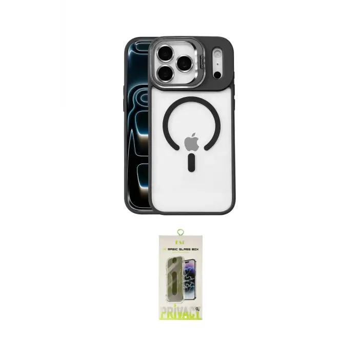 ieg™ iPhone 17 Pro Kılıf Yadigar Asil Koleksiyonu - Siyah Joko Magic 5D Hayalet Cam