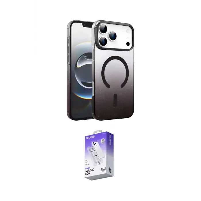 ieg™ iPhone 17 Pro Max Kılıf Ahenk Doku Özel Seri - Siyah Bilvis 5in1 3D Magic Cam Ekran Koruyucu