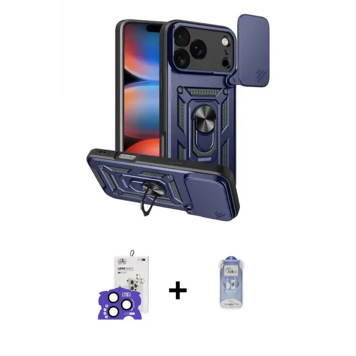 ieg™ iPhone 17 Pro Max Kılıf Ahenk Klasik - Siyah Joko Magic 5D Cam + Bilvis Titan Kamera Lens - LT