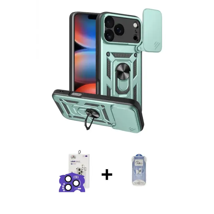 ieg™ iPhone 17 Pro Max Kılıf Ahenk Klasik - Siyah Joko Magic 5D Cam + Bilvis Titan Kamera Lens - LT