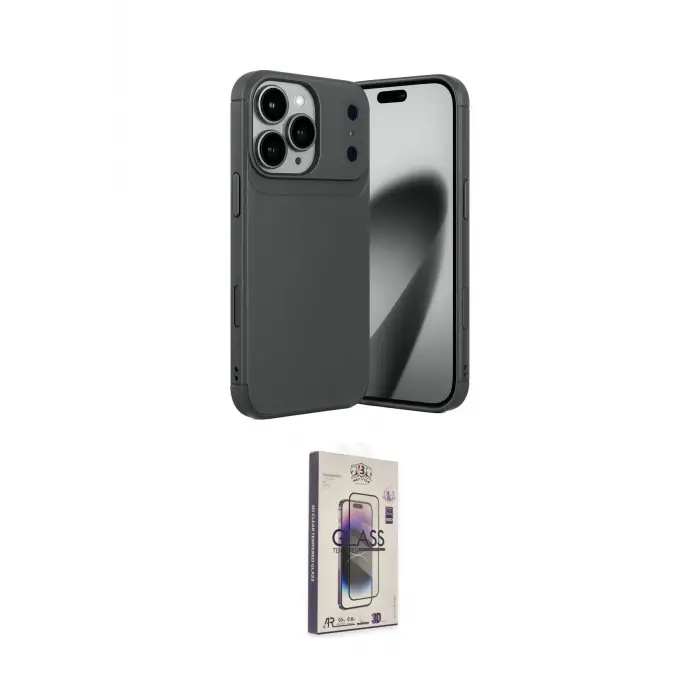 ieg™ iPhone 17 Pro Max Kılıf Eksen Form Prime - Siyah Bilvis 3D Cam Ekran Koruyucu