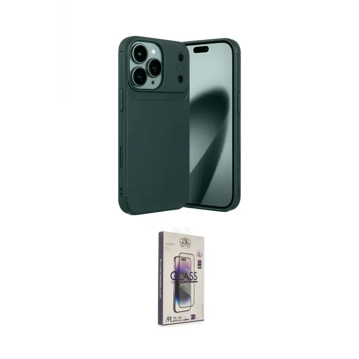 ieg™ iPhone 17 Pro Max Kılıf Eksen Form Prime - Siyah Bilvis 3D Cam Ekran Koruyucu
