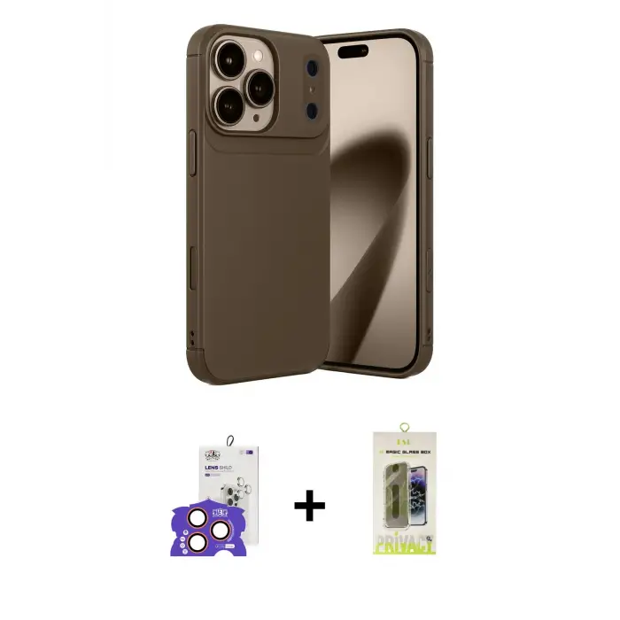 ieg™ iPhone 17 Pro Max Kılıf Eksen Form Prime - Siyah Joko Magic 5D Hayalet Cam + Bilvis Titan Kamera Lens - TU