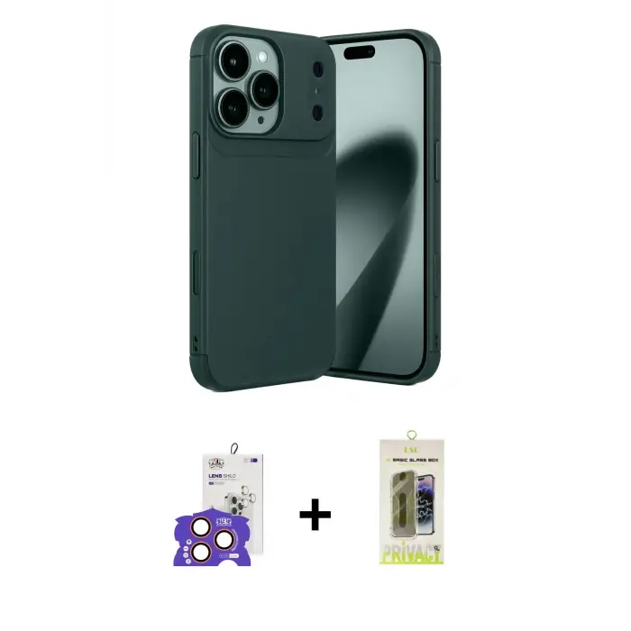 ieg™ iPhone 17 Pro Max Kılıf Eksen Form Prime - Siyah Joko Magic 5D Hayalet Cam + Bilvis Titan Kamera Lens - TU