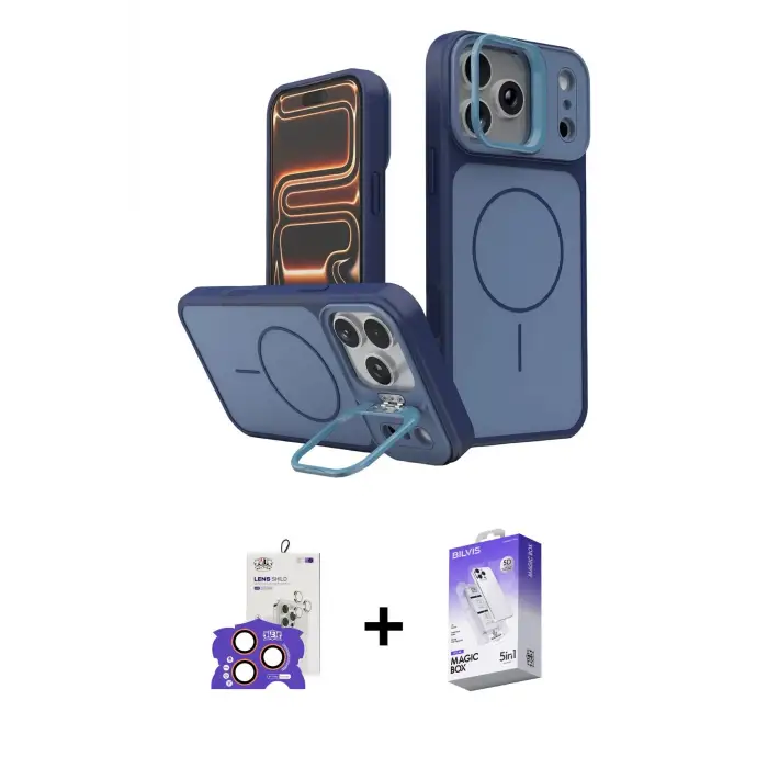 ieg™ iPhone 17 Pro Max Kılıf İz Modern Prime - Siyah Bilvis 5in1 3D Magic Cam Ekran Koruyucu + Bilvis Titan Kamera Lens - TU