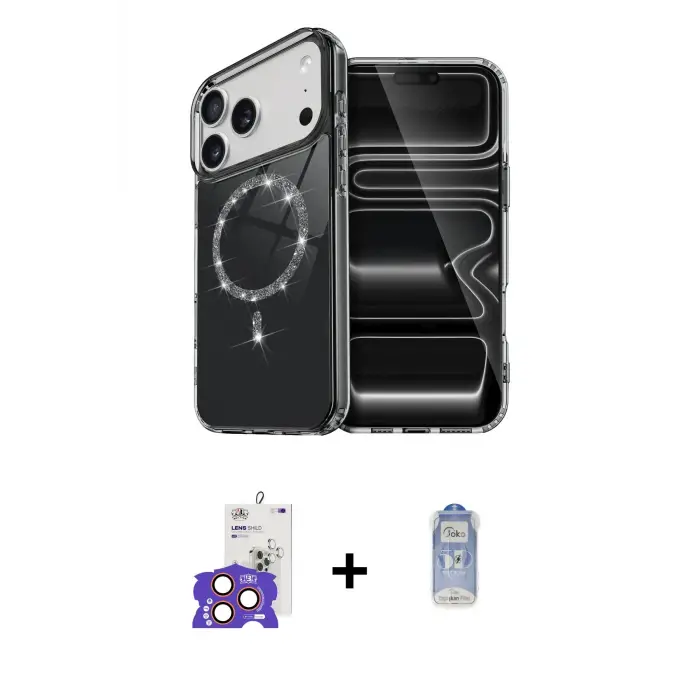ieg™ iPhone 17 Pro Max Kılıf Kıvılcım Form Prime - Siyah Joko Magic 5D Cam + Bilvis Titan Kamera Lens - TU