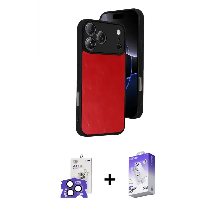 ieg™ iPhone 17 Pro Max Kılıf Kıvılcım Işık Serisi - Siyah Bilvis 5in1 3D Magic Cam Ekran Koruyucu + Bilvis Titan Kamera Lens - NLGY