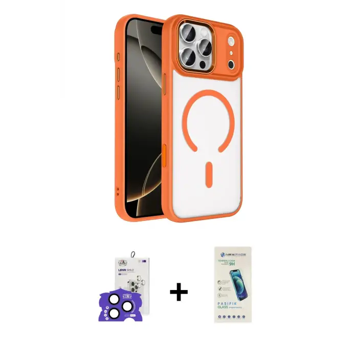 ieg™ iPhone 17 Pro Max Kılıf Kıvılcım Prime - Şeffaf Pasifik Cam Ekran Koruyucu + Bilvis Titan Kamera Lens - LT