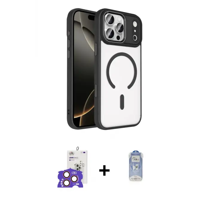 ieg™ iPhone 17 Pro Max Kılıf Kıvılcım Prime - Siyah Joko Magic 5D Cam + Bilvis Titan Kamera Lens - TU
