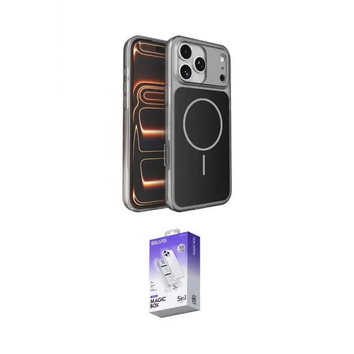 ieg™ iPhone 17 Pro Max Kılıf Kutup Doku Serisi - Siyah Bilvis 5in1 3D Magic Cam Ekran Koruyucu