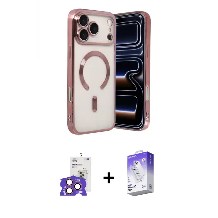 ieg™ iPhone 17 Pro Max Kılıf Nova Işık Özel Seri - Siyah Bilvis 5in1 3D Magic Cam Ekran Koruyucu + Bilvis Titan Kamera Lens - TU