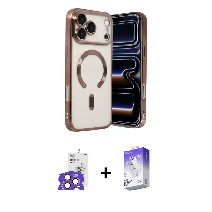 ieg™ iPhone 17 Pro Max Kılıf Nova Işık Özel Seri - Siyah Bilvis 5in1 3D Magic Cam Ekran Koruyucu + Bilvis Titan Kamera Lens - TU