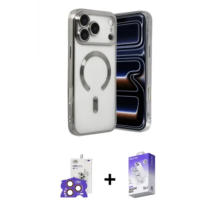 ieg™ iPhone 17 Pro Max Kılıf Nova Işık Özel Seri - Siyah Bilvis 5in1 3D Magic Cam Ekran Koruyucu + Bilvis Titan Kamera Lens - TU