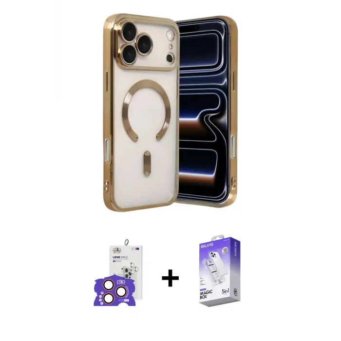 ieg™ iPhone 17 Pro Max Kılıf Nova Işık Özel Seri - Siyah Bilvis 5in1 3D Magic Cam Ekran Koruyucu + Bilvis Titan Kamera Lens - TU