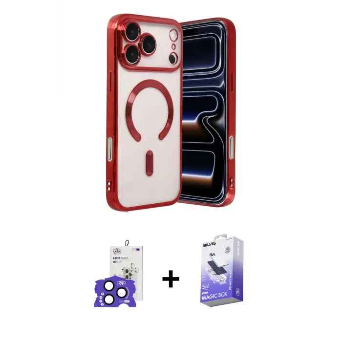 ieg™ iPhone 17 Pro Max Kılıf Nova Işık Özel Seri - Siyah Bilvis 5in1 5D Magic Hayalet Cam Ekran Koruyucu + Bilvis Titan Kamera Lens - LT