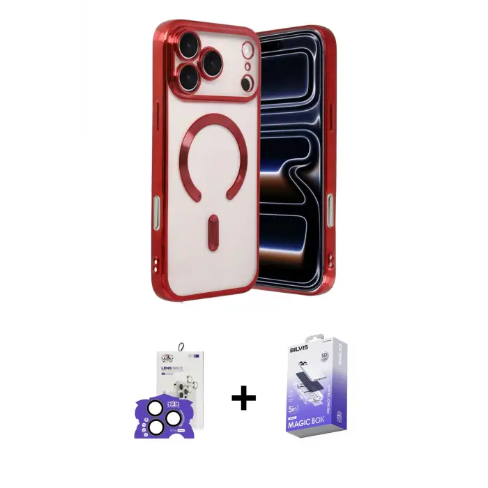 ieg™ iPhone 17 Pro Max Kılıf Nova Işık Özel Seri - Siyah Bilvis 5in1 5D Magic Hayalet Cam Ekran Koruyucu + Bilvis Titan Kamera Lens - NLGY