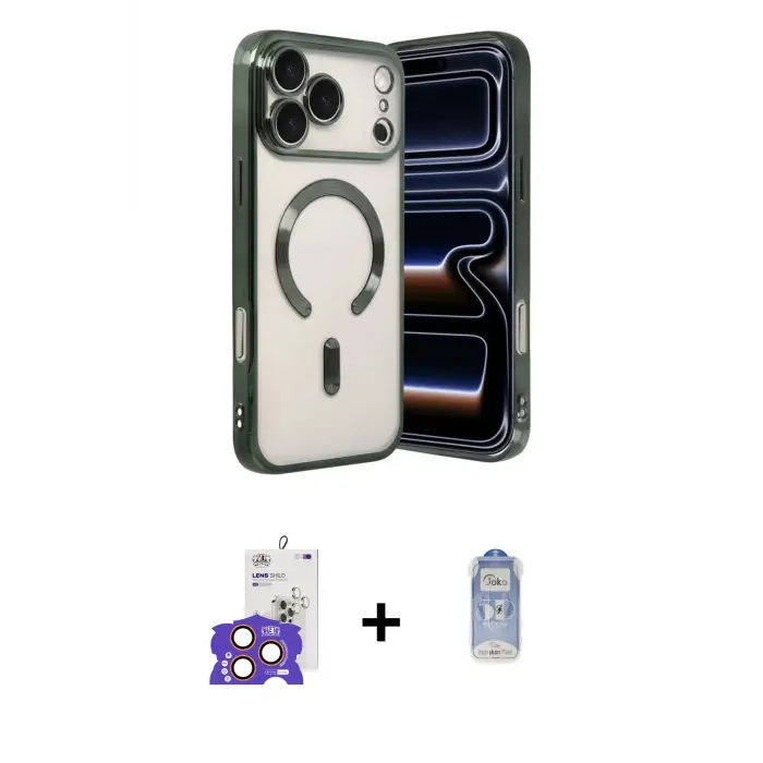 ieg™ iPhone 17 Pro Max Kılıf Nova Işık Özel Seri - Siyah Joko Magic 5D Cam + Bilvis Titan Kamera Lens - TU