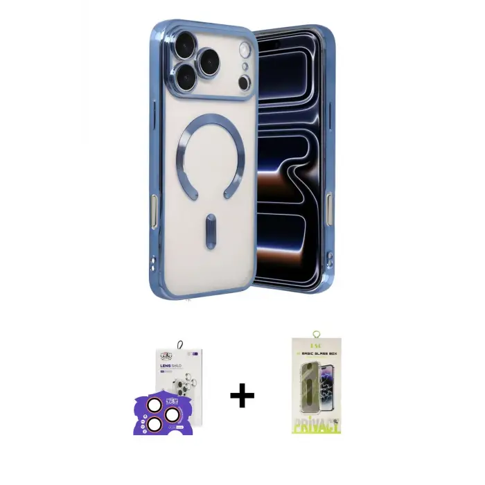 ieg™ iPhone 17 Pro Max Kılıf Nova Işık Özel Seri - Siyah Joko Magic 5D Hayalet Cam + Bilvis Titan Kamera Lens - TU