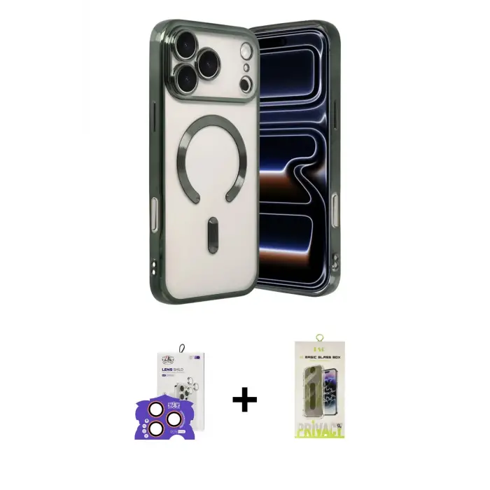 ieg™ iPhone 17 Pro Max Kılıf Nova Işık Özel Seri - Siyah Joko Magic 5D Hayalet Cam + Bilvis Titan Kamera Lens - TU