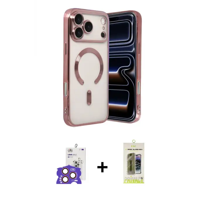 ieg™ iPhone 17 Pro Max Kılıf Nova Işık Özel Seri - Siyah Joko Magic 5D Hayalet Cam + Bilvis Titan Kamera Lens - TU