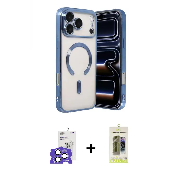 ieg™ iPhone 17 Pro Max Kılıf Nova Işık Özel Seri - Siyah Joko Magic 5D Hayalet Cam + Bilvis Titan Kamera Lens - GS