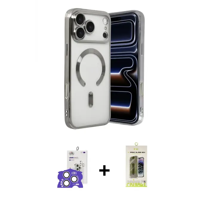 ieg™ iPhone 17 Pro Max Kılıf Nova Işık Özel Seri - Siyah Joko Magic 5D Hayalet Cam + Bilvis Titan Kamera Lens - GS