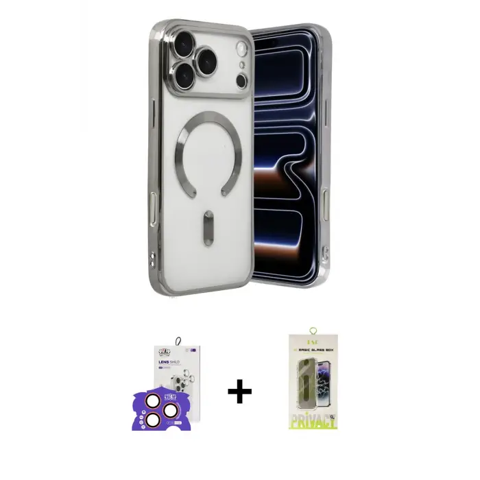 ieg™ iPhone 17 Pro Max Kılıf Nova Işık Özel Seri - Siyah Joko Magic 5D Hayalet Cam + Bilvis Titan Kamera Lens - TU